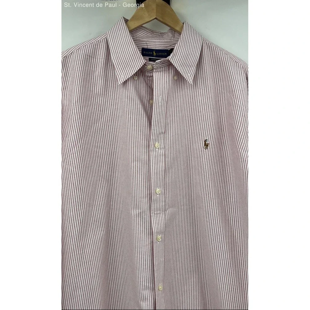 Ralph Lauren Long Sleeve Button Down Shirt Men's XL Pink Logo Preppy - Picture 1 of 8